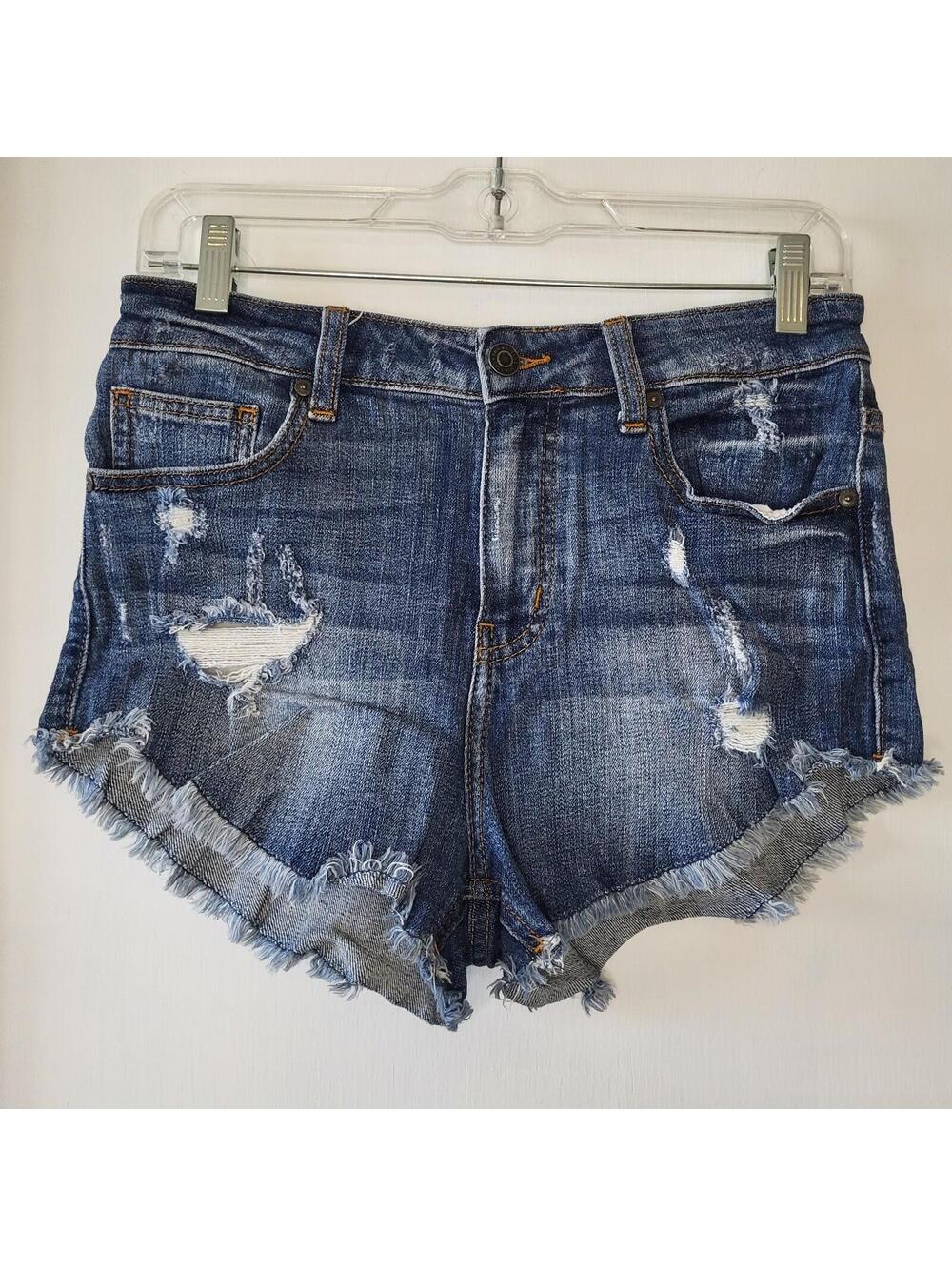 Eunina Lulu high-rise cut-off distressed denim shortie shorts small  Vietnam